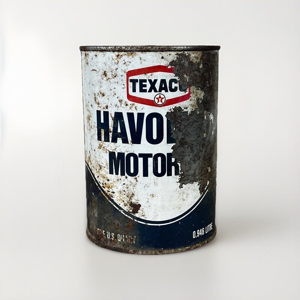 Vintage Texaco Havoline Motor Oil Can One Quart Metal Gas Service Station Shop
